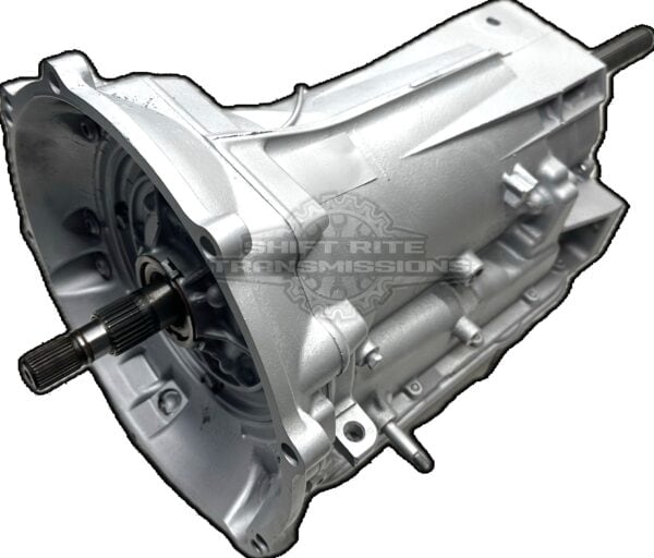 Automotive transmission with visible shafts and components.